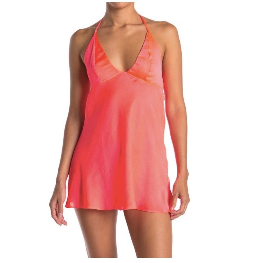 FREE PEOPLE - HALTER SATIN MINI DRESS
